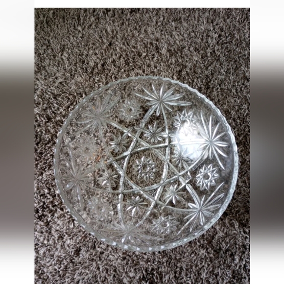 Vintage ANCHOR HOCKING Star Of David PRESCUT EAPC Glass Large Serving Bo… - Picture 1 of 11
